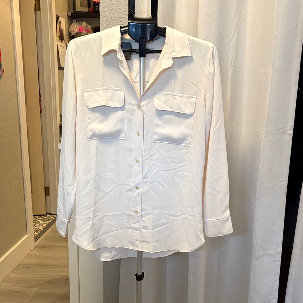 LOFT Cream Button-Down Shirt